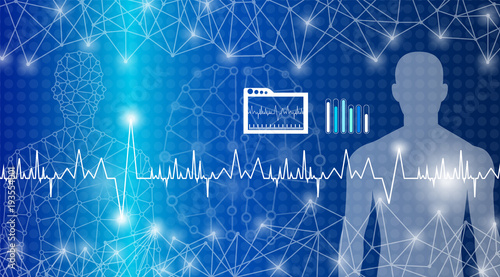 abstract background technology concept in blue light,brain and human body heal ,technology modern medical science in future and global international medical with tests analysis clone DNA human