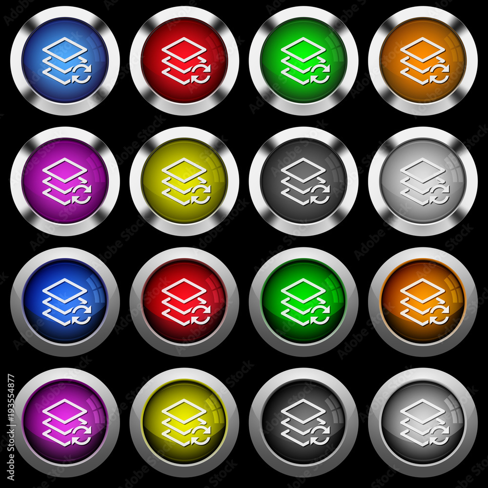 Swap layers white icons in round glossy buttons on black background Swap layers white icons in round glossy buttons on black background