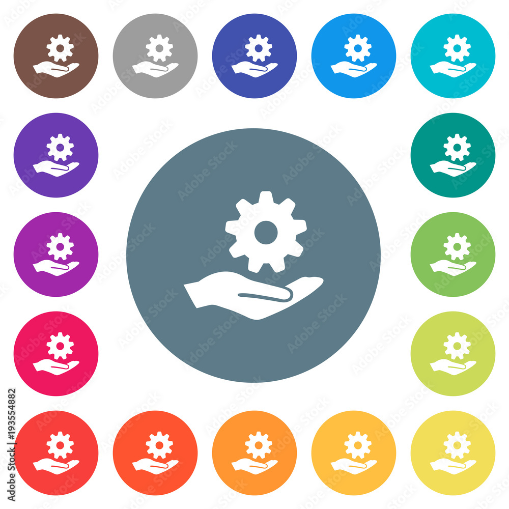 Maintenance service flat white icons on round color backgrounds Maintenance service flat white icons on round color backgrounds