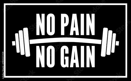 No pain no gain dumbbell, black and white