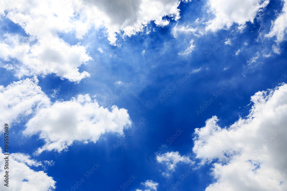 Fototapeta premium Cloud over beautiful blue sky. Copy space. Background.