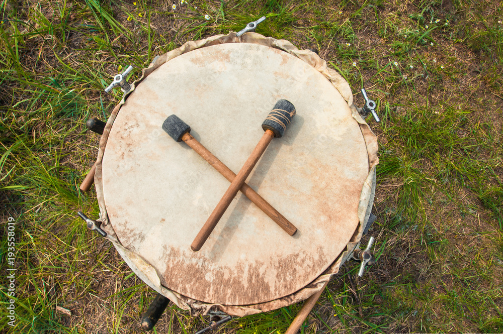 Fototapeta premium Traditional Tulumbas drum on the field
