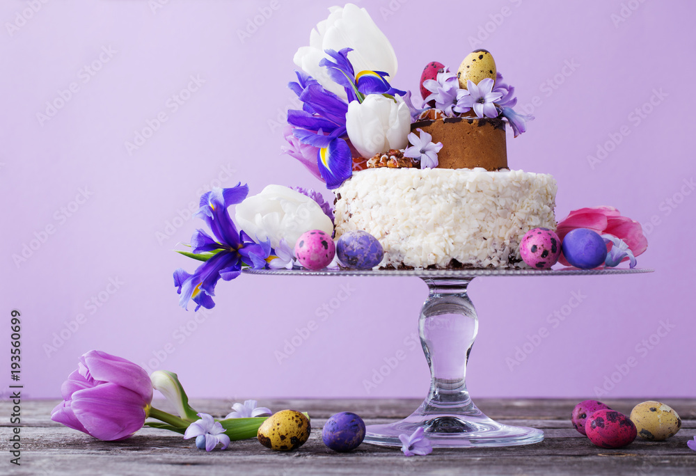 cake with Easter eggs and flowers cake with Easter eggs and flowers