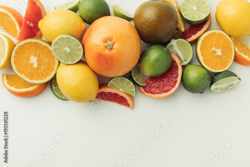 Ripe citrus fruits isolated on white background