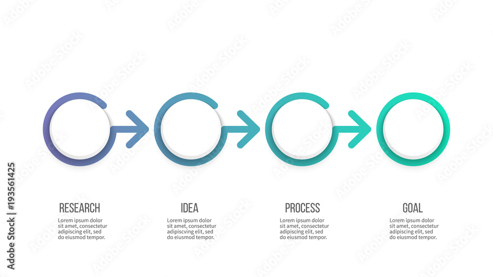 Fototapeta premium Business process. Timeline with 4 options. Vector template.