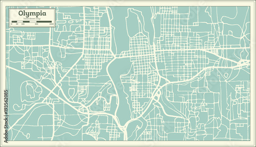 Olympia Washington USA City Map in Retro Style. Outline Map.