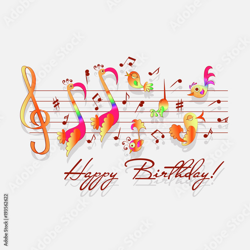 Happy Birthday! Musical congratulations. For romantic design, announcements, greeting cards, posters, advertising.