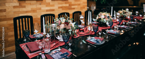 Принти на полотні Wedding Banquet with red table setting decoration