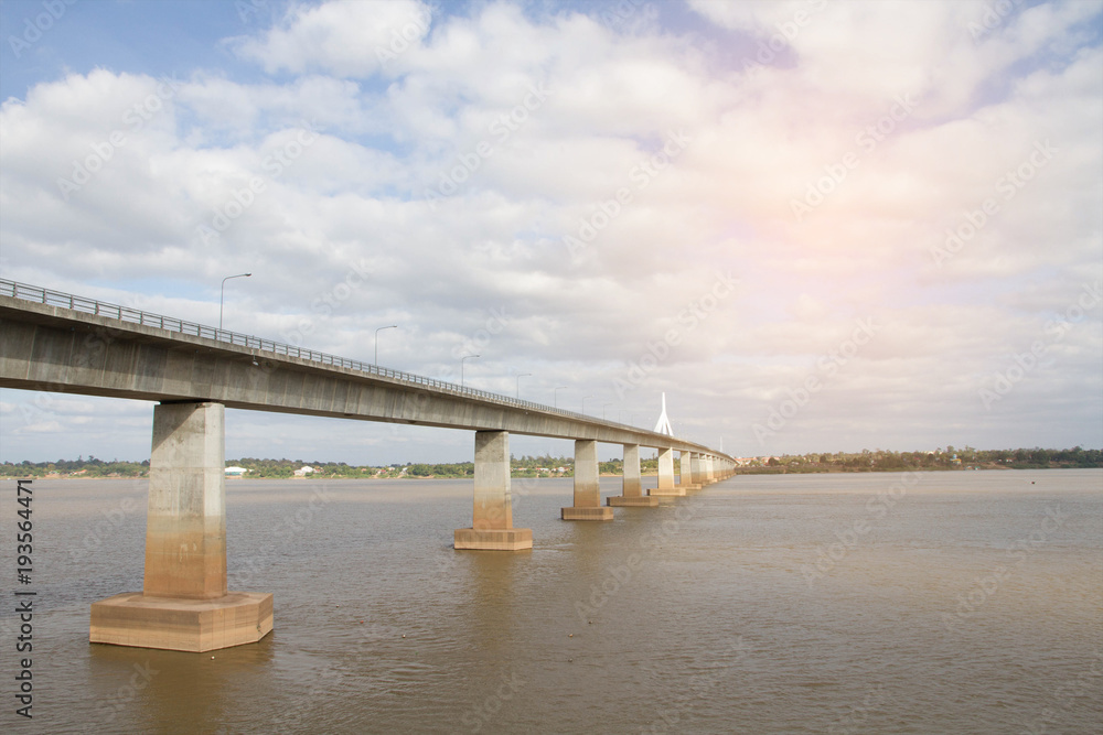 Friendship bridge thailand and laos in Mekong River Mukdahan Savannakhet Friendship bridge thailand and laos in Mekong River Mukdahan Savannakhet