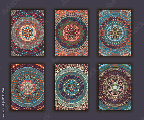 Collection retro cards. Ethnic backgrounds. Card of invitation.
