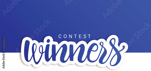 Contest Winners banner. Giveaway banner. Champion banner. Blue design.