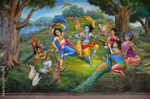 Tableau sur toile Gopiya in garden. Iskcon temple, Pune