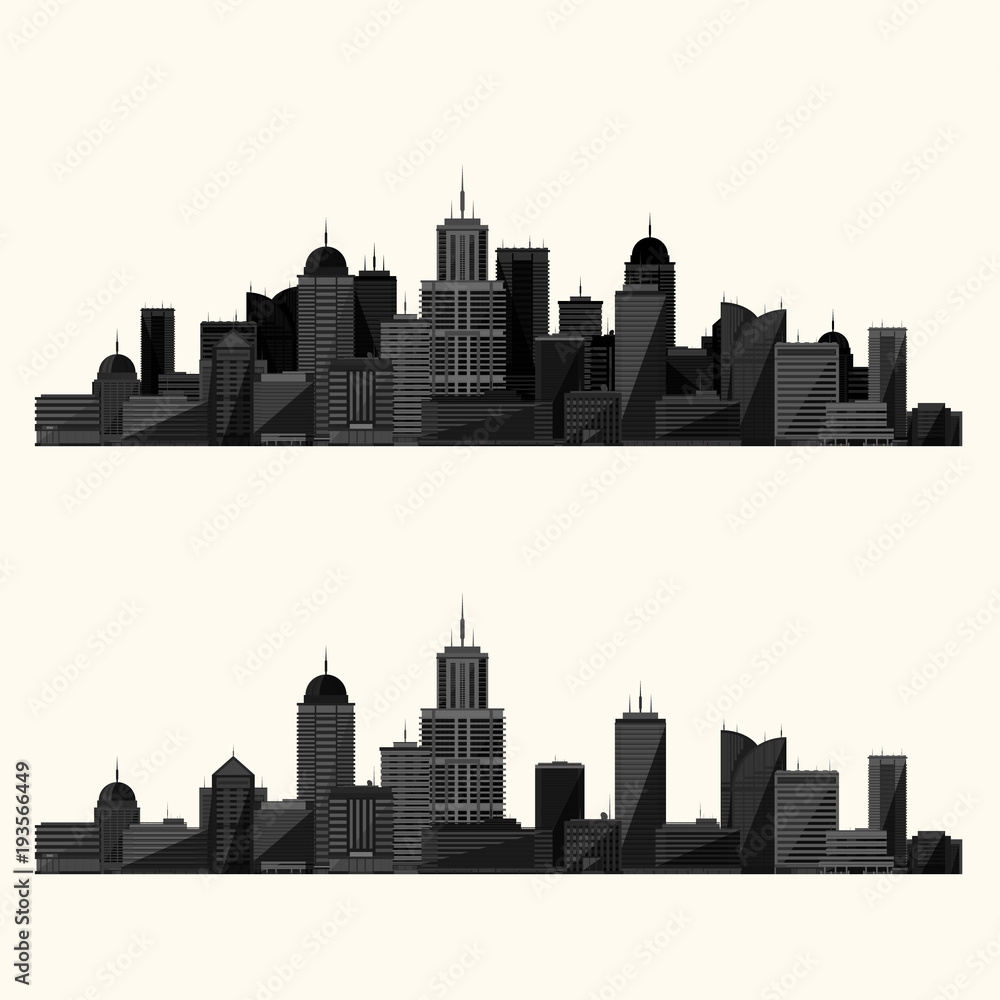 City illustration isolated on white background. Vector