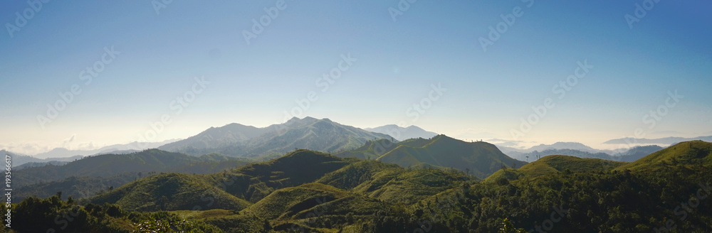Mountain land scape in bright sunny morning
