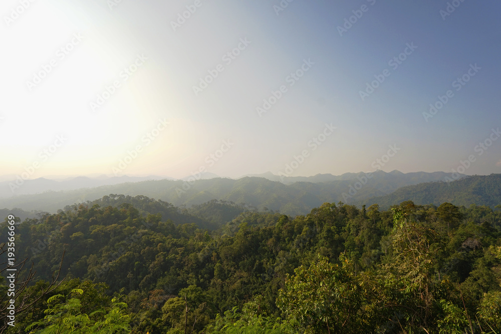 Mountain landscape bird eye view