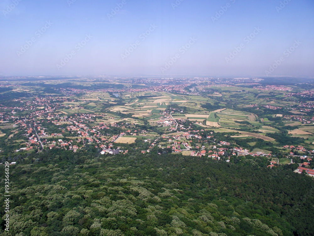 Panorama of the Serbian village of the air