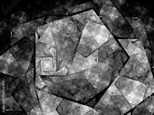 Pentagon shaped nanocrystal fractal black and white texture photo