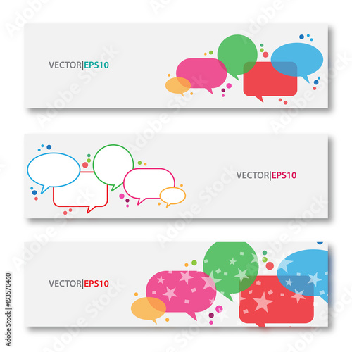 Colored speech bubble with vector banners