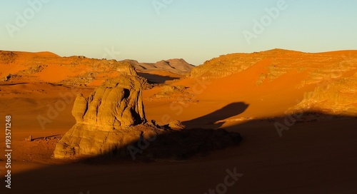 Sunrise view to Tin Merzouga dune at Tassili nAjjer national park, Algeria