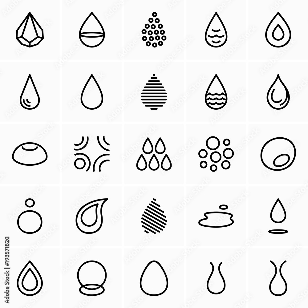 Waterdrop symbols and icons - obrazy, fototapety, plakaty 