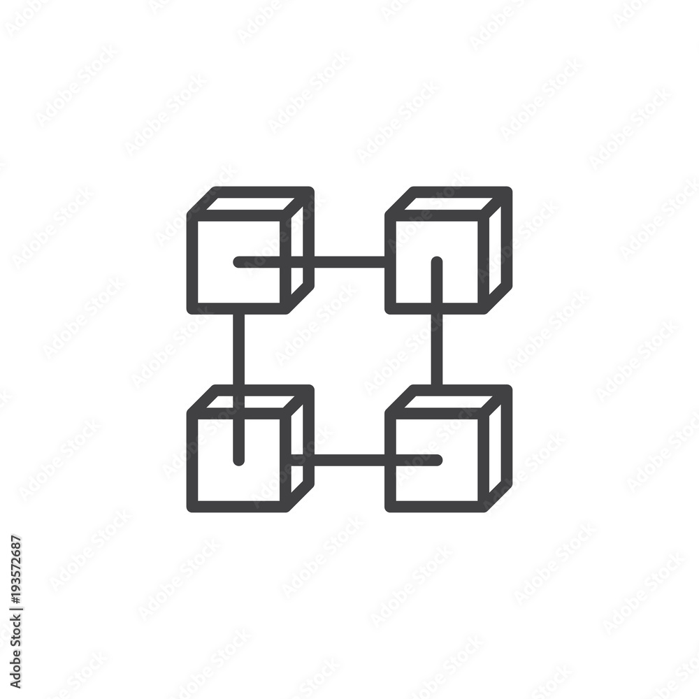 Blockchain Outline Icon. Linear Style Sign For Mobile Concept And Web ...