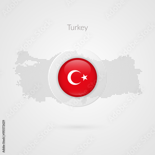 Turkey map dotted contour vector sign. Turkish flag circle symbol. Country illustration icon for presentation, project, advertisement, sport event, travel, concept, web design, business photo