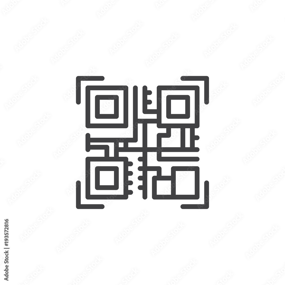 QR code outline icon. linear style sign for mobile concept and web design. Blockchain based connections simple line vector icon. Symbol, logo illustration. QR code outline icon. linear style sign for mobile concept and web design. Blockchain based connections simple line vector icon. Symbol, logo illustration.