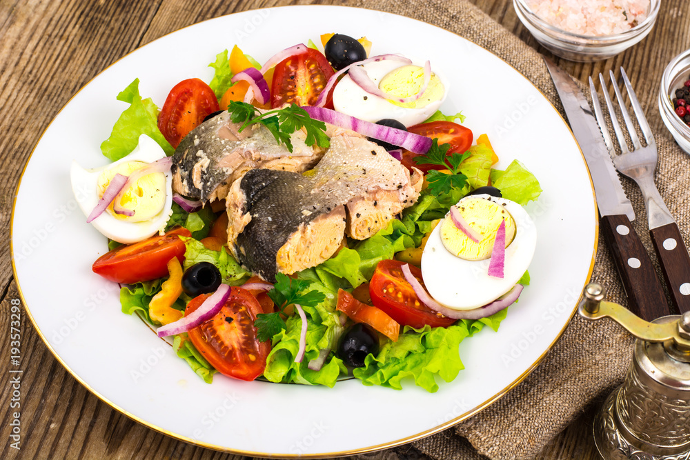 Salad with canned tuna, healthy food Salad with canned tuna, healthy food