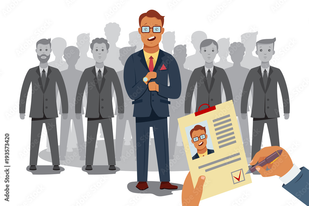 Recruitment process human resources. Hiring business staff vector flat  cartoon illustration. Сhoice of employee concept infographic. Stock Vector  | Adobe Stock