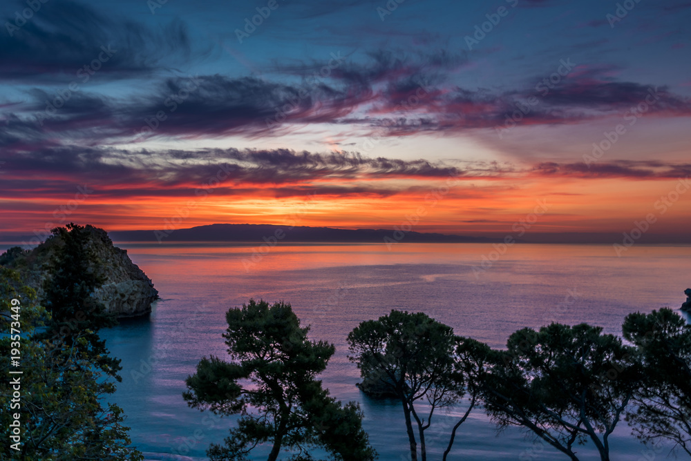 Colorful sunrise over the Mediterranean sea
