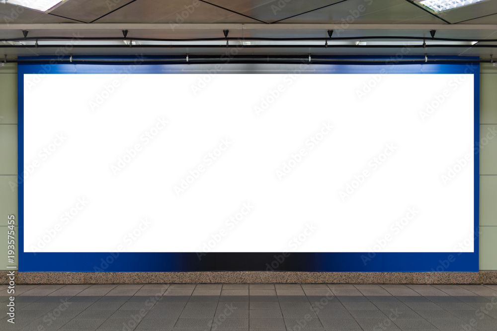 Fototapeta premium Large blank billboard on a street wall, banners with room to add your own text