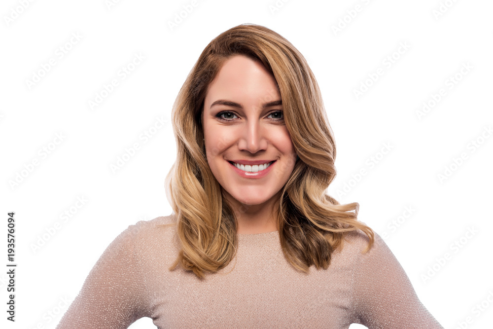 Attractive blond young woman. Portrait of a beautiful woman on a white background. Attractive blond young woman. Portrait of a beautiful woman on a white background.