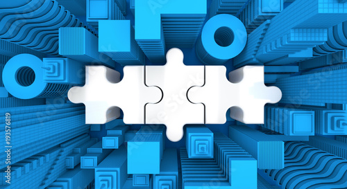 Фотография Merger and Acquisition business concept, join company on puzzle pieces