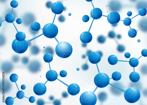 Molecule design background. Atoms. 3d molecular structure