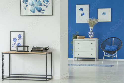 Floral blue apartment interior