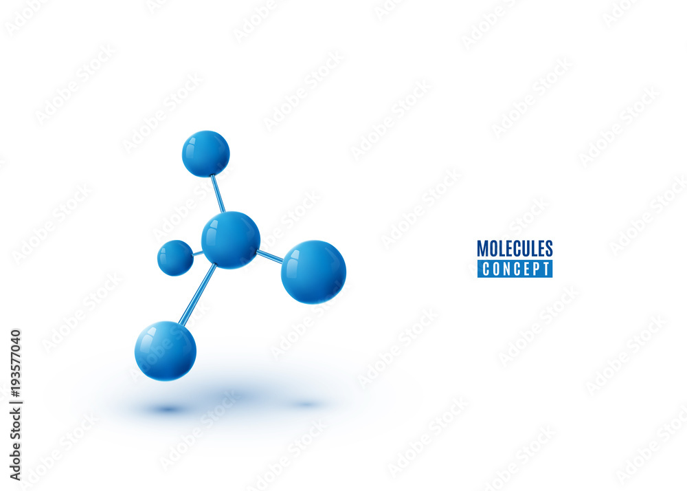 Molecule design isolated on white background. Atoms. 3d molecular structure - obrazy, fototapety, plakaty 