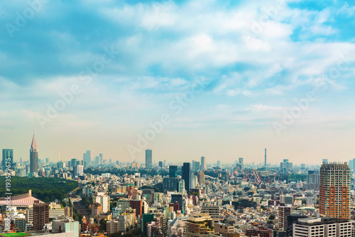 View of the Shinjuku skyline from Shibuya  Tokyo  Japan
