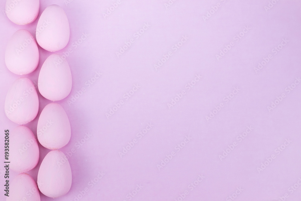 Flat lay of Easter eggs mockup background, view from above with copy space for text.pink concept of stylish Flat lay of Easter eggs mockup background, view from above with copy space for text.pink concept of stylish