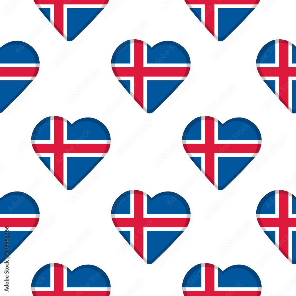 Seamless pattern from the hearts with flag of Iceland. Seamless pattern from the hearts with flag of Iceland.