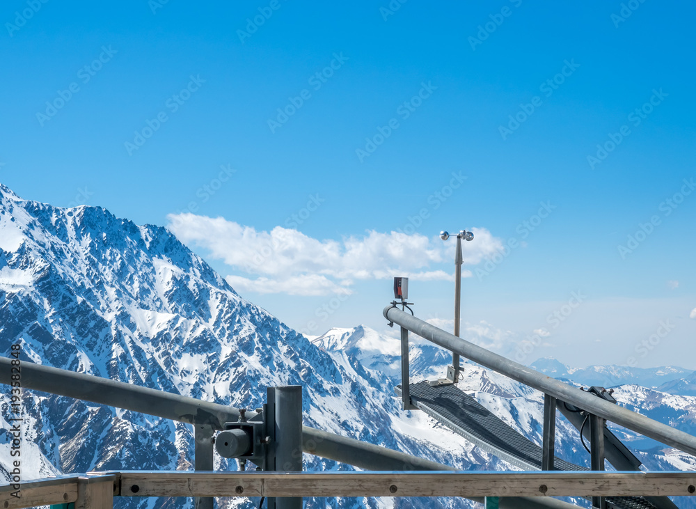 Chamonix cable car station to viewpoint of Mont Blanc mountain peak in France Chamonix cable car station to viewpoint of Mont Blanc mountain peak in France