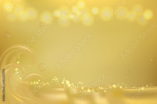 golden wave with space for text, gold background for cosmetic or skin care ad, illustration vector.