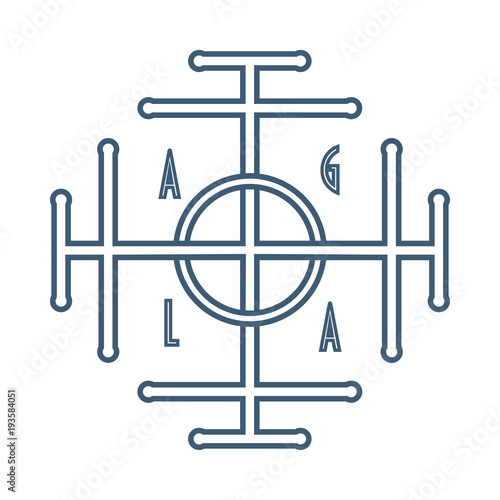 Vector symbol: AGLA Notaricon or kabbalistic tetragrammaton talisman. Agla is acronym for the words You, O Lord, are mighty forever.