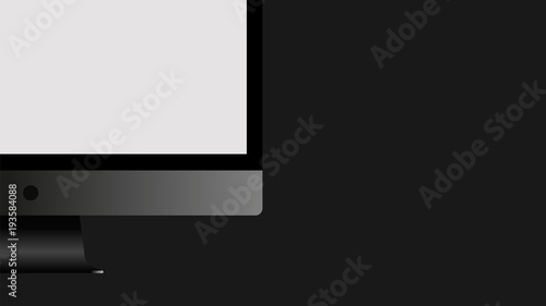 Design template with Modern computer realistic monitor white screen on black background