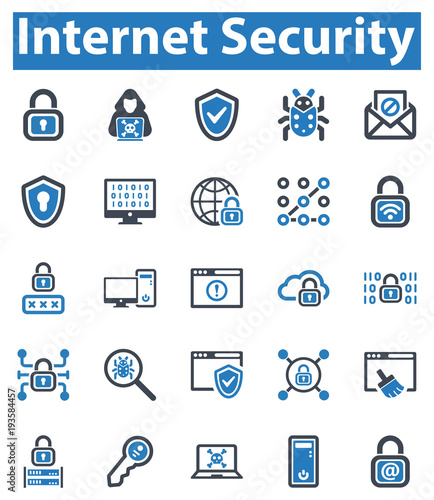 Internet Security Icon Set - 1 (Blue Series)