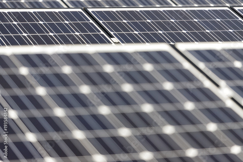 Photovoltaic panels, alternative renewable energy - close up of solar battery panels