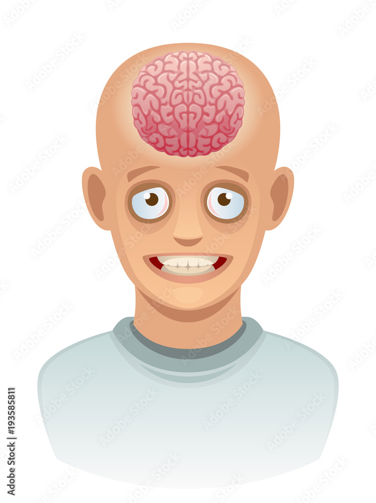 Brain in head on a white background Brain in head on a white background
