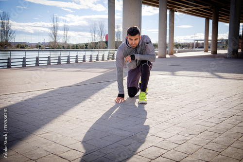 Young athlete man and shadow trainning