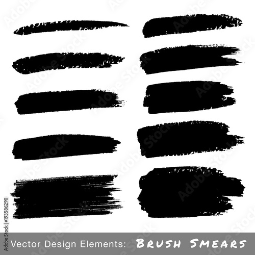 Set of Hand Drawn Grunge Brush Smears. Vector illustration