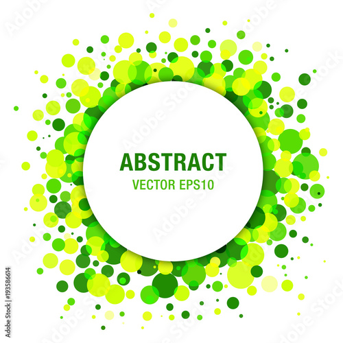 Green - Yellow Bright Spring Abstract Circle Frame Design Element. Vector illustration