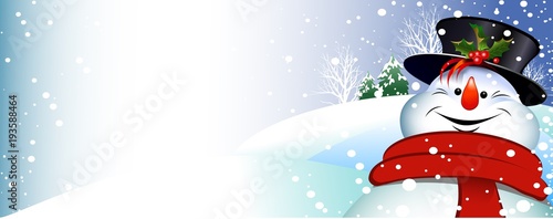 Christmas card with snowman